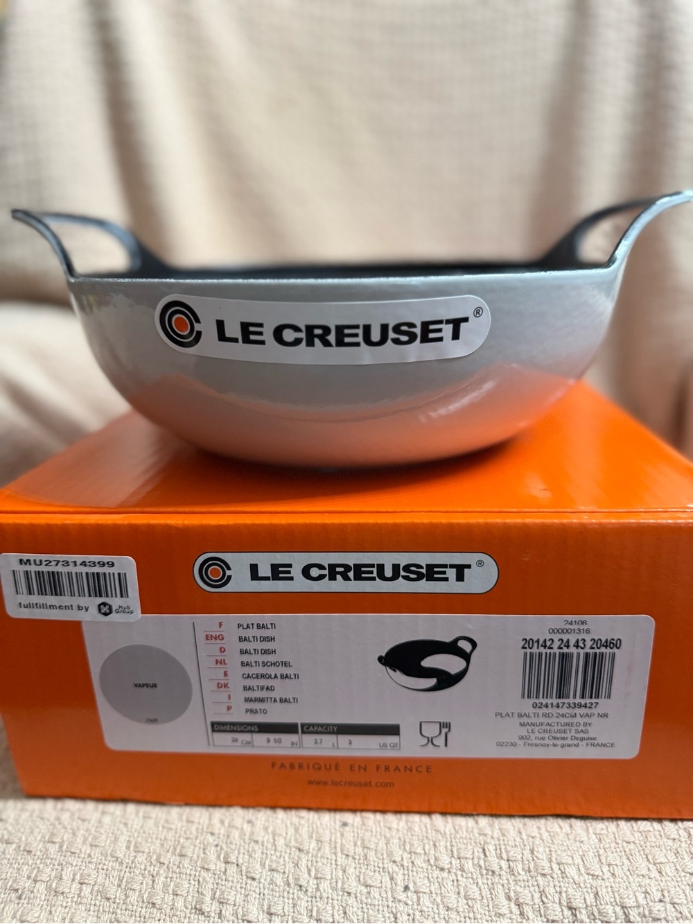 Le Creuset Light Gray Round Balti Pan- Vapor